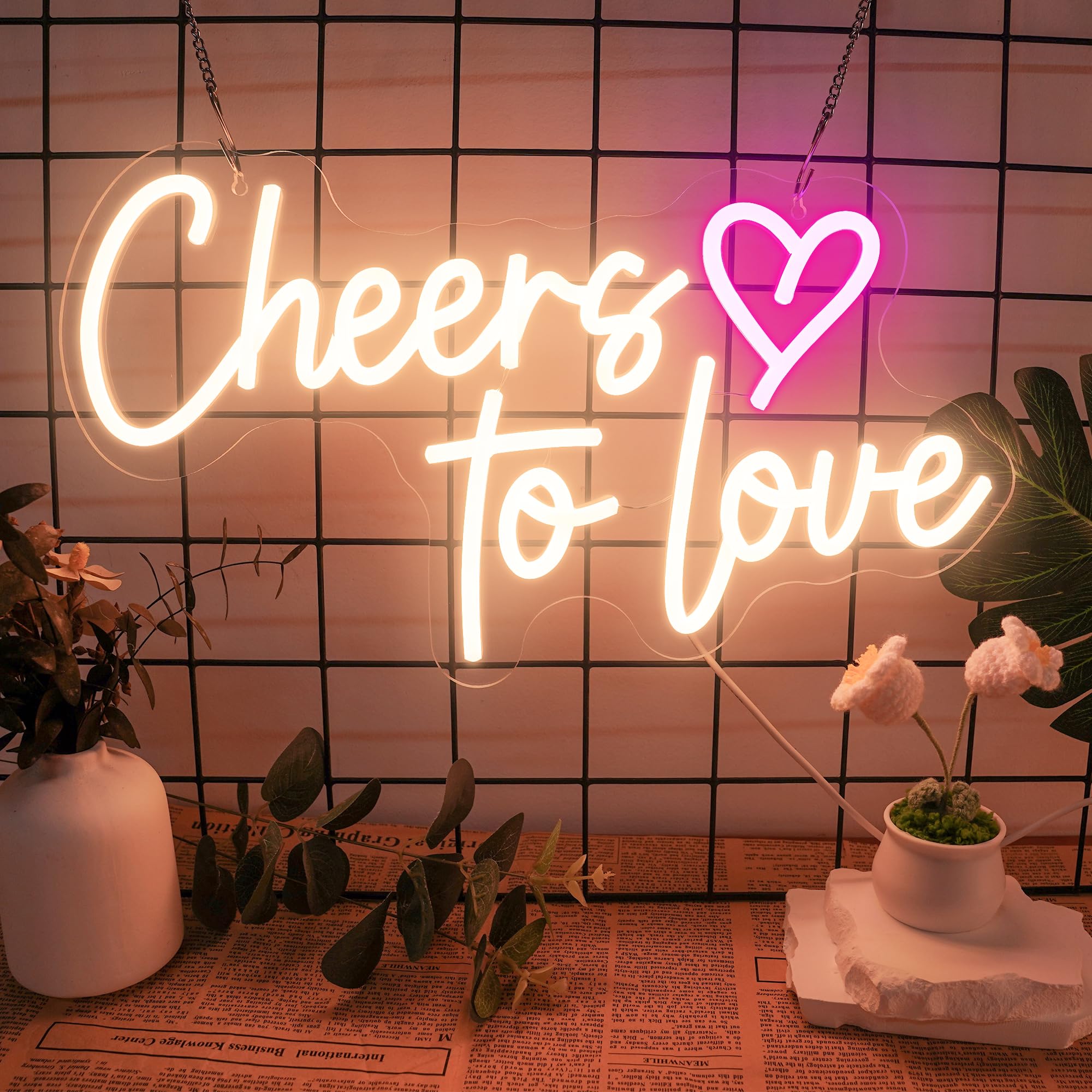 Cheers to love neon Sign - Levels Dimmable USB neon Lights for Wall, Bedroom, Kids Room, Wedding Party bar Decoration neon Light for Wall Decoration Gift for Kids, Valentine's Day