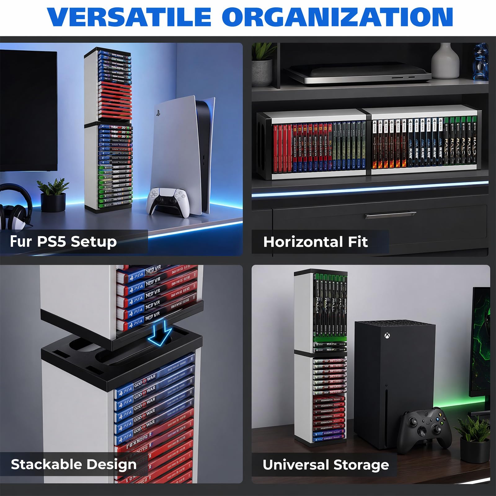 Organizador de discos de videojuegos, para PS5, para juegos de 36 unidades