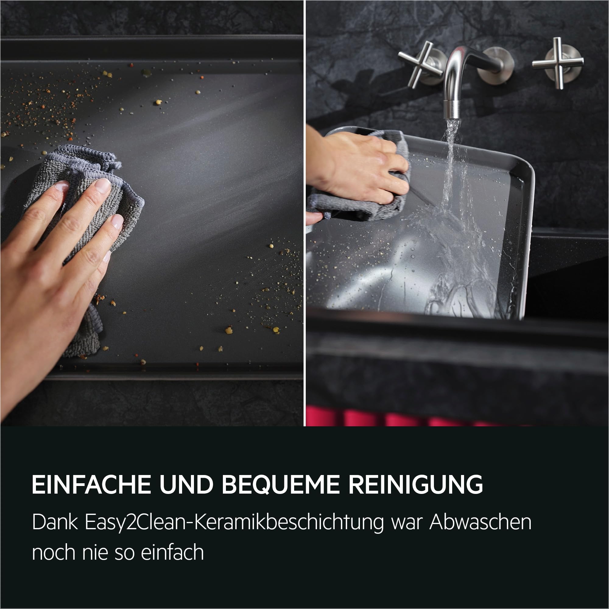 AEG A9OOECTS Easy2Clean BakePro Backform Set 3‑teilig, Keramik‑Antihaftbeschichtung PFAS/PTFE‑frei, spülmaschinengeeignet, kein Anhaften ohne Öl, stapelbar, rot