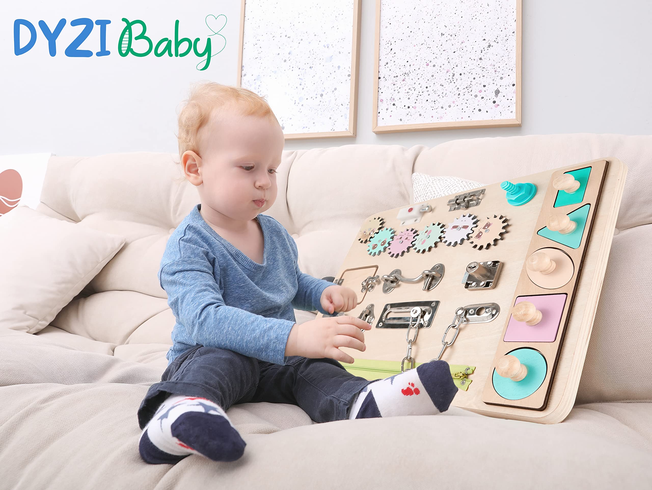 DYZI Montessori - Tablero de actividades para niños pequeños, juguetes sensoriales de viaje para el desarrollo temprano y el autismo, juguete educativo de madera para niños y niñas