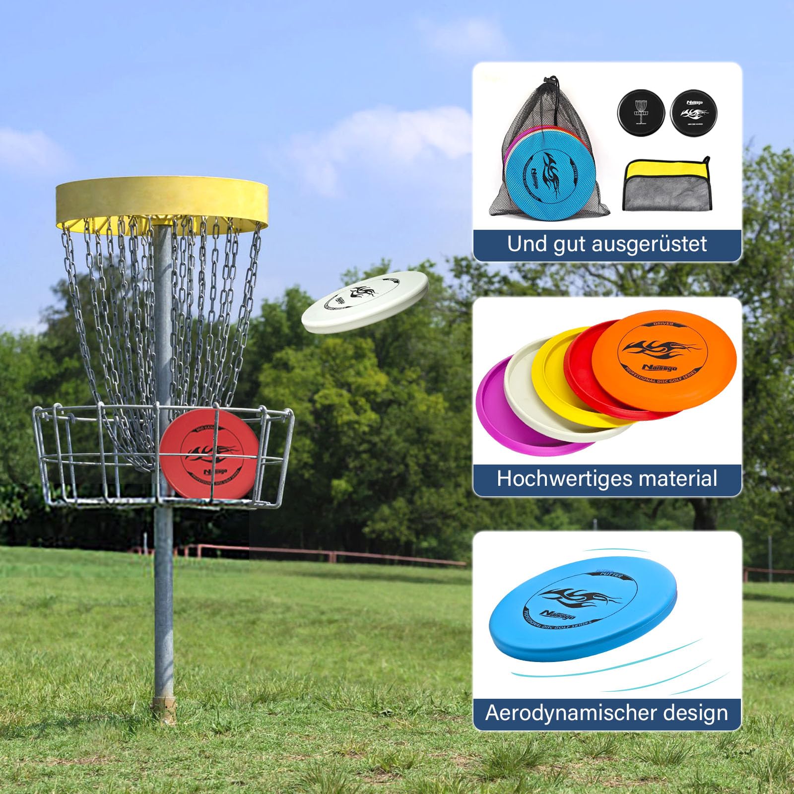 Disc Golf Starter Set für Erwachsene – 6 Discgolf Scheiben (2 Putter, 2 Midrange, 2 Driver) – Sportausrüstung für Einsteiger & Training