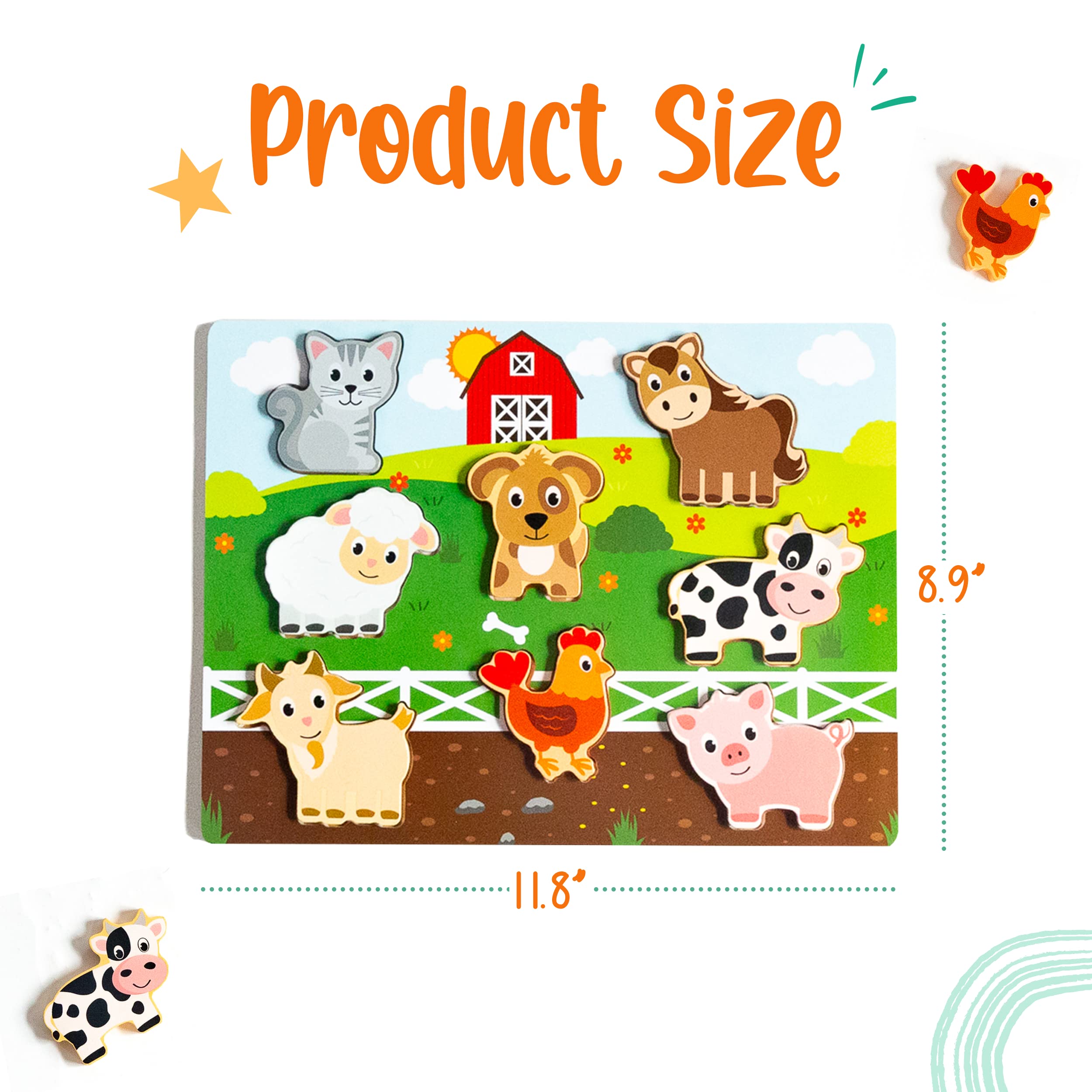 Klevly Holzpuzzle für Kleinkinder von 2 bis 4 Jahren, Holzpuzzle für Kleinkinder von 1 bis 3 Jahren, Montessori-Spielzeug für Kinder von 2 bis 4 Jahren, pädagogisch