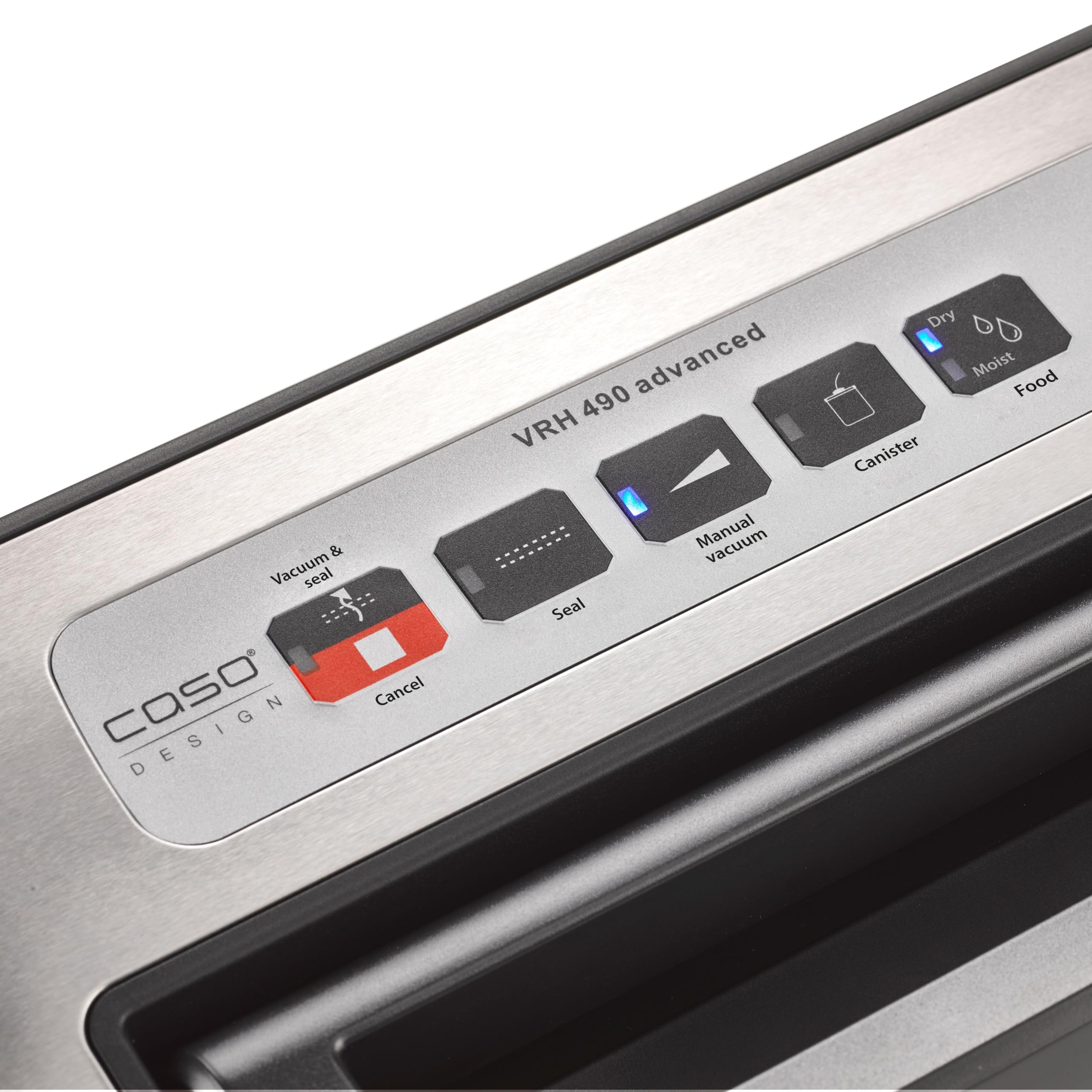 CASO VRH 490 advanced - machine sous vide alimentaire - Jusqu'à 100 cycles sans interruption possibles - Avec poignée de fermeture pratique - acier inoxydable