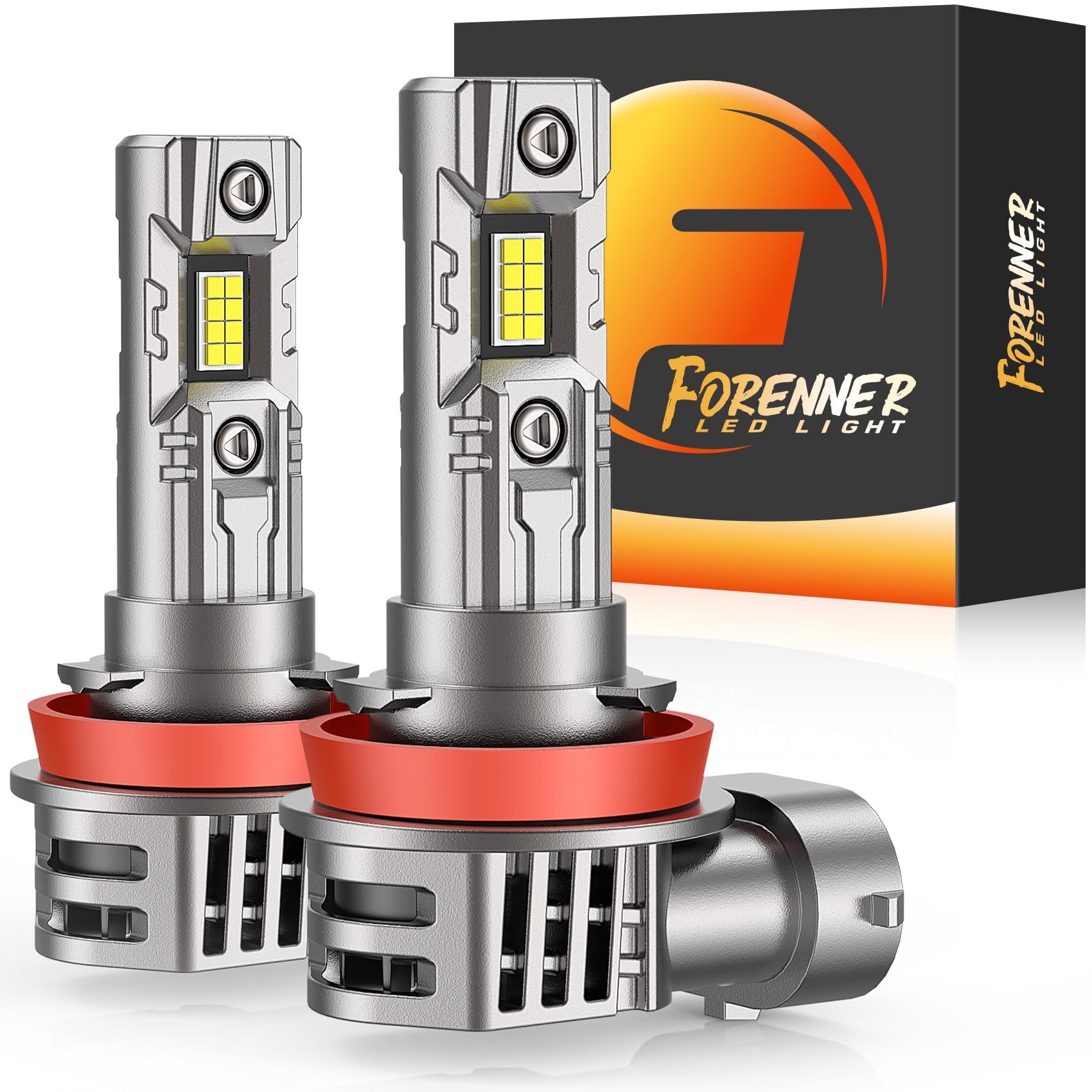 Fahren H11/H9/H8 fog Light Bulbs, Upgraded 60000 Lumen Brighter 6500K H9 Bulbs, Mini Size IP68 Waterproof H8 Light with 22000RPM Silent Fan, Plug and