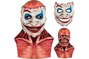 Full Head Realistic Bloody Double Jaw Half Skull Mask