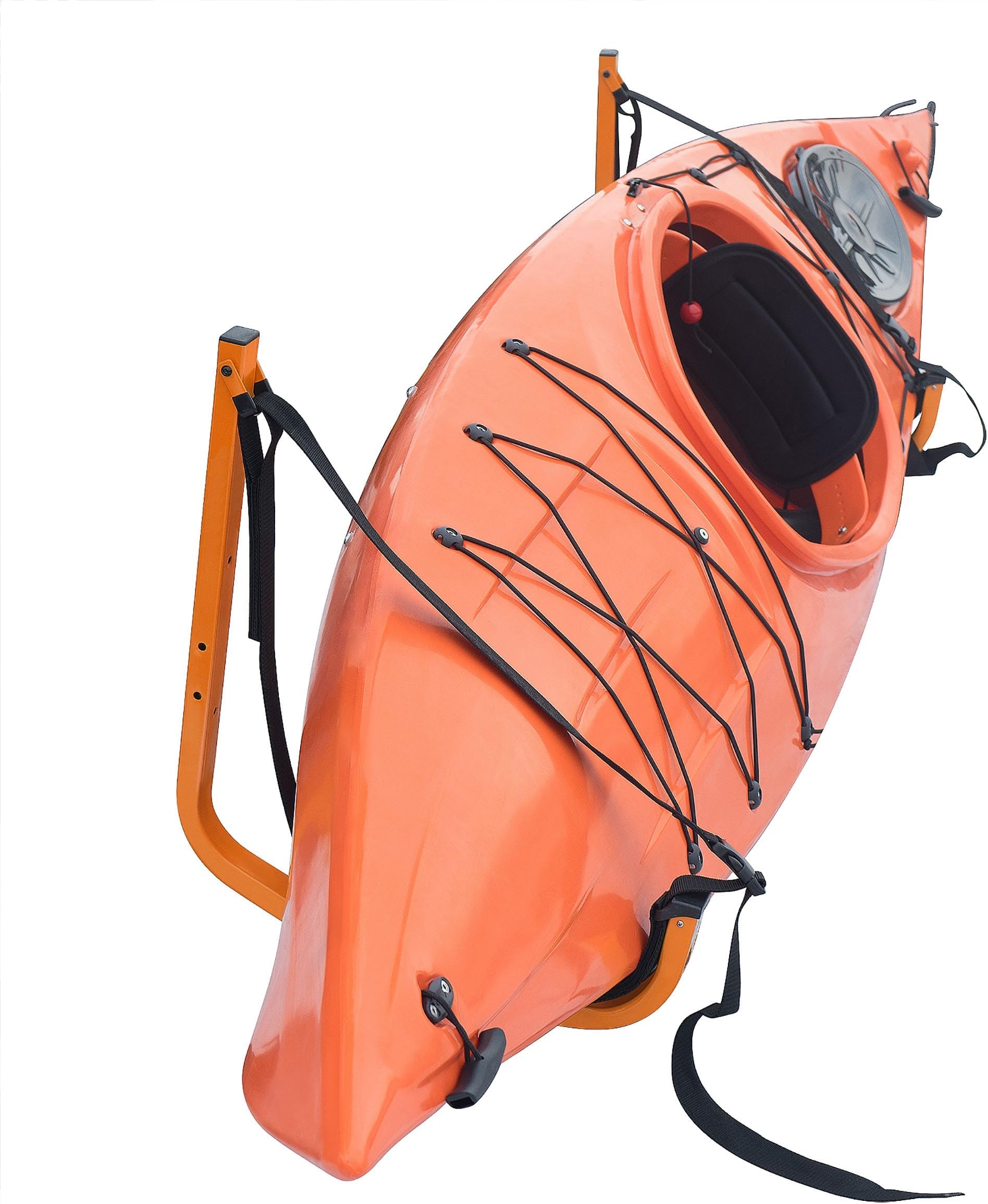 RAD Sportz Kayak Storage Hooks - Set of 2 Wall-Mounted Hangers with 125lbs Capacity for Kayaks, Surfboards, Paddleboards, or Snowboards (Orange)