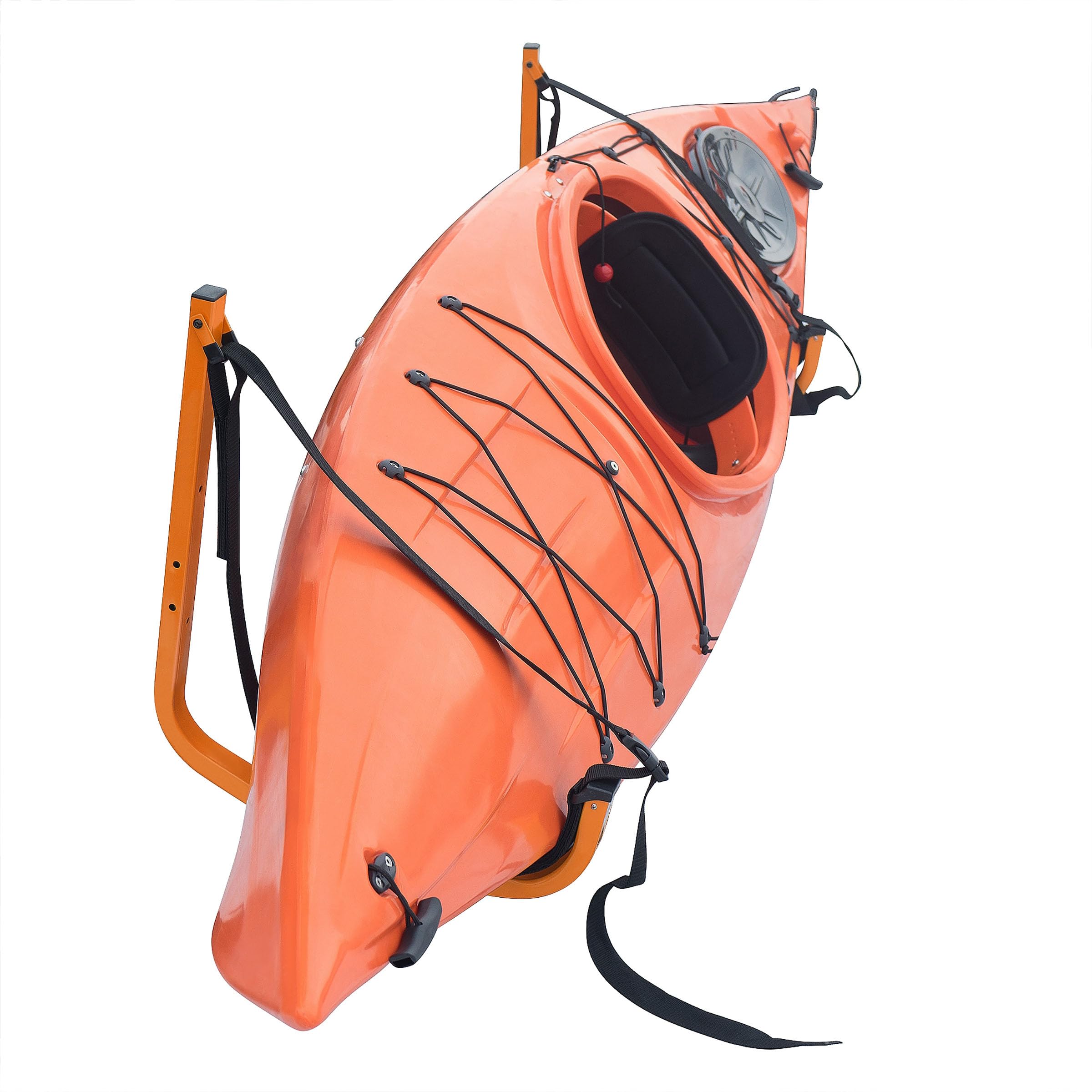 Kayak Storage Hooks - Set of 2 Wall-Mounted Hangers with 125lbs Capacity for Kayaks, Surfboards, Paddleboards, or Snowboards by Rad Sportz (Orange)