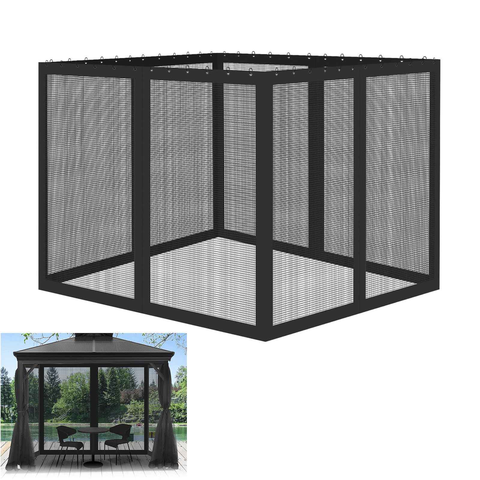 Zanzariere Per Gazebo Jianyana Zanzariera Per Gazebo, Per Protezione Completa Dagli Insetti, 2 Dimensioni 3 X 3 M E 3 X 3 M Zanzariera Per Esterno Facile Montaggio