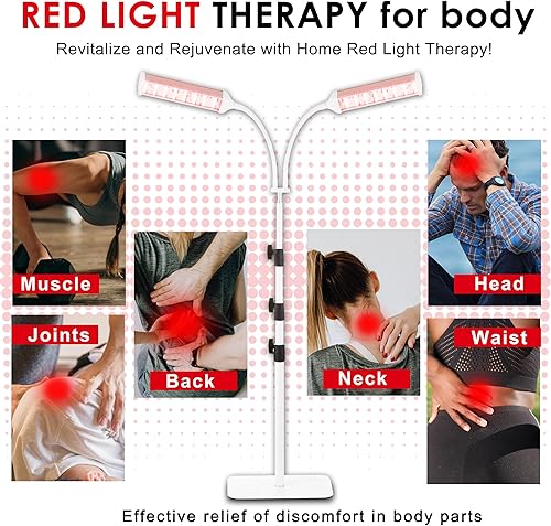 Miniatura 2 de Lámpara de terapia de luz roja, luz roja de 660 nm, terapia de luz infrarroja de 850 nm y 940 nm con soporte ajustable en altura, temporizador con