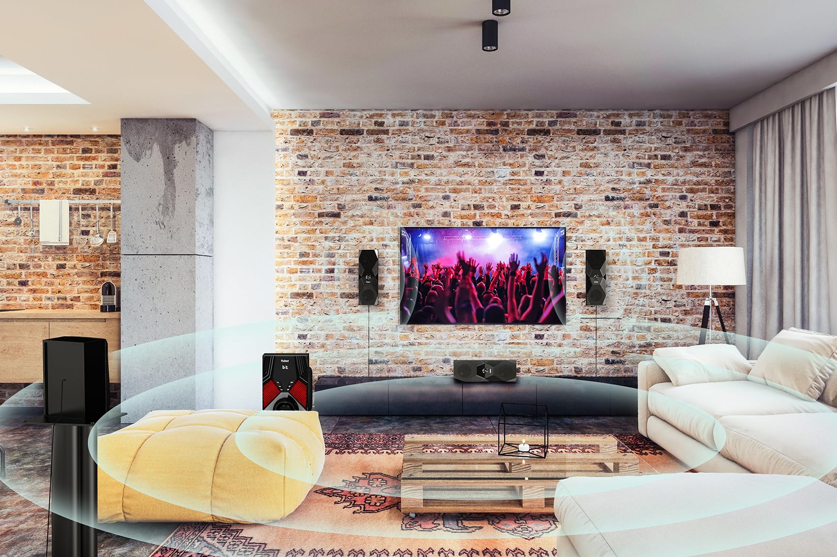 Bobtot Surround Sound Systems Home Theater System 8" Subwoofer 5.1/2.1 Wired Spekaer and Karaoke Machine for Kids Adult