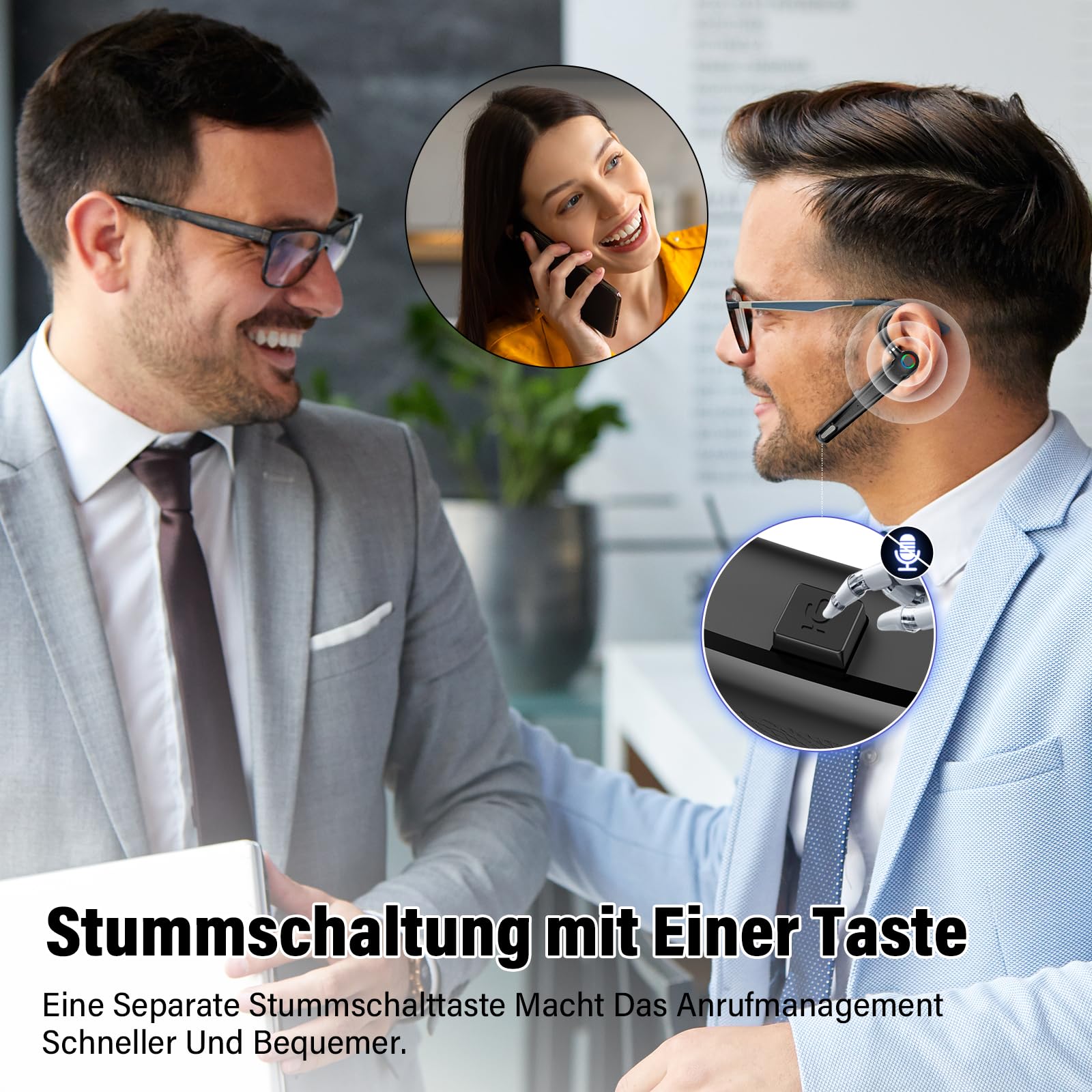 Atheewon Bluetooth Headset V5.2 Wireless Freisprech Telefon CVC 8.0 ENC Dual Mic