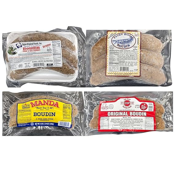 Boudin Sampler Kit - Explore the Authentic Flavors of Louisiana with Best Stop, Cajun Original, Poches, and Manda Boudin All in One Package by Creole Foods of Louisiana