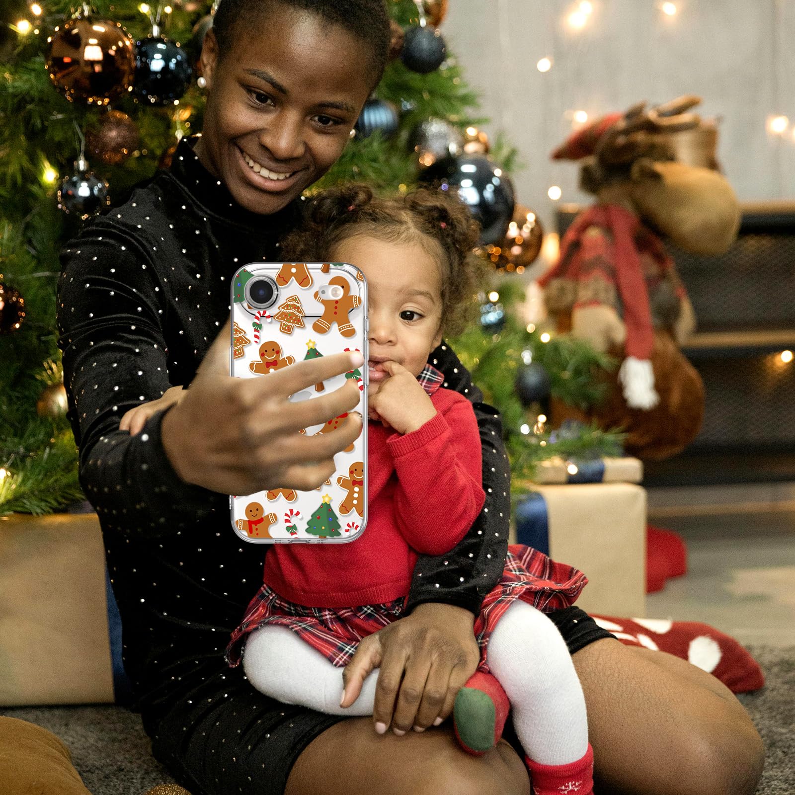 Schutzhülle für iPhone Air, Motiv: Weihnachtsbaum, Lebkuchenmann, transparent, niedlich, Süßigkeiten, Weihnachtsmann, Winterurlaub, Festival, Damen, Mädchen, Kinder, Mädchen, Mädchen, Mädchen