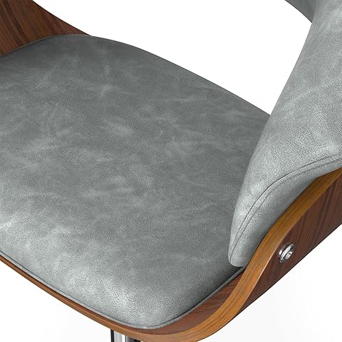 Miniatura 109 de SIMPLIHOME Lowell Taburete de bar giratorio ajustable, silla tapizada de metal de 33 pulgadas de altura del asiento en tela de aspecto de lino gris