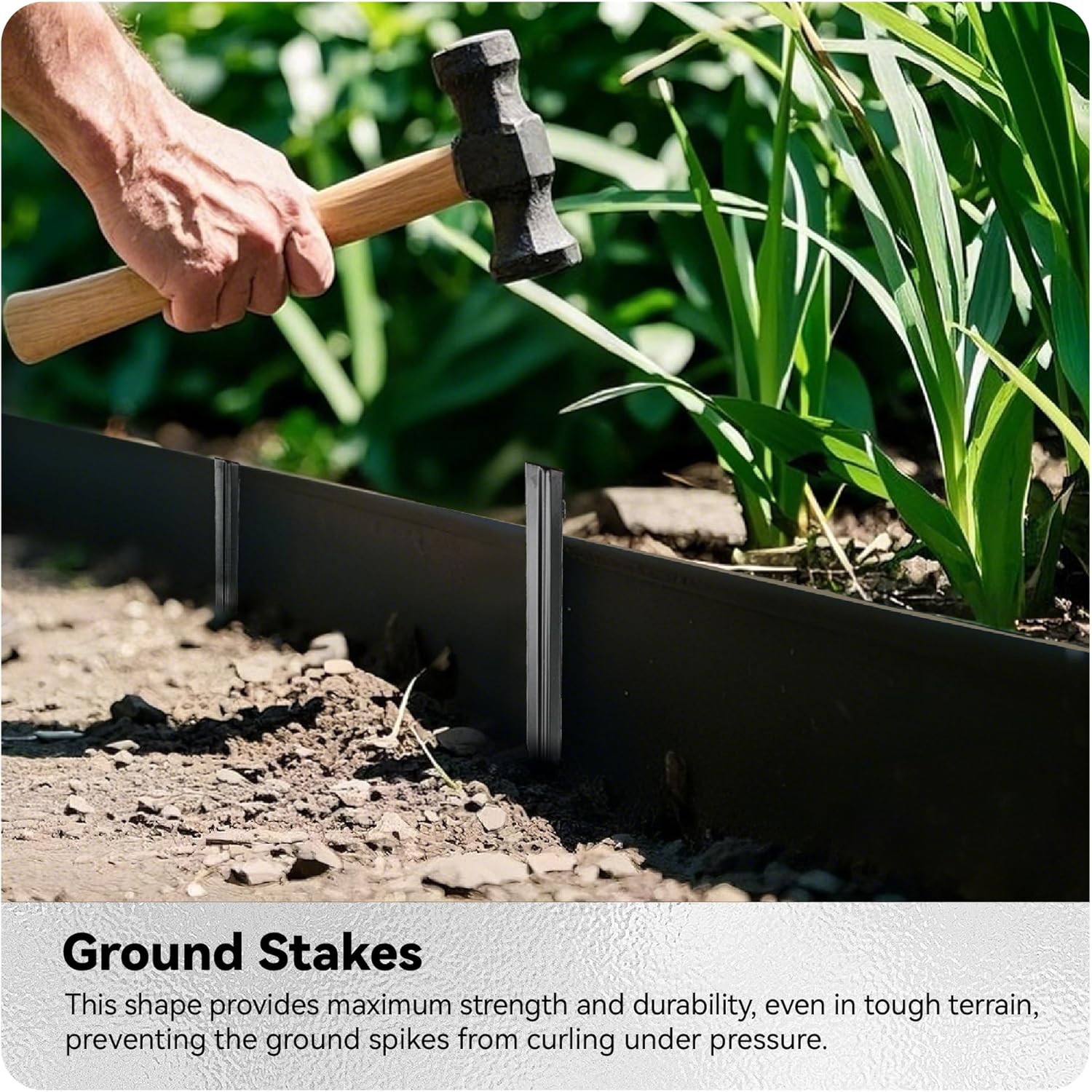 Worth Galvanized Steel Landscape Edging Roll, Flexible Metal Garden Border Fence with 8 Stakes for Lawn, Flower Bed, Yard, 8 Inch x 25 Foot, Black