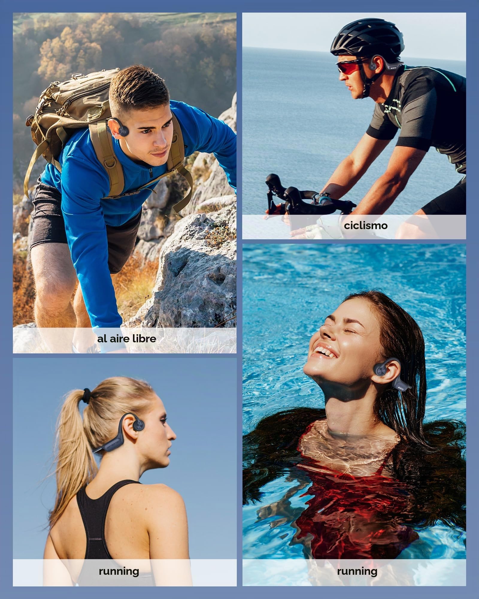 Voistek Auriculares con sonido óseo Bluetooth 6.0, IP68, resistente al agua, con reproductor de MP3 de memoria de 32 GB, inalámbricos, diseño de oreja abierta para natación, correr, bicicleta y surf