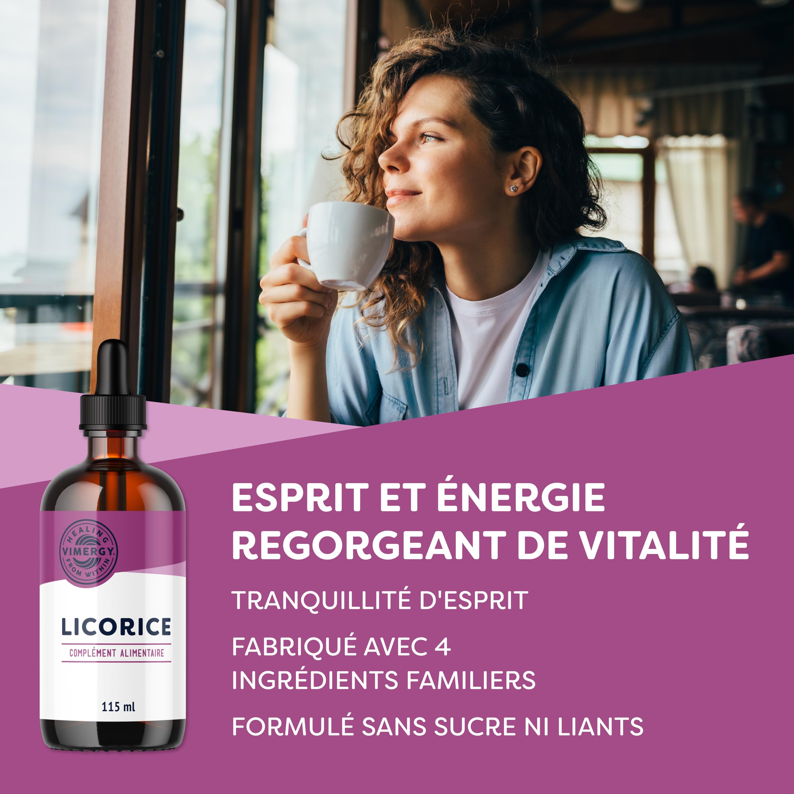 Vimergy Extrait de Racine de Réglisse, 57 Portions - Complément à base de Réglisse - Gouttes - Végétalien - Formulé sans Sucre ni Liant - Sans OGM et sans Gluten (115 ml)