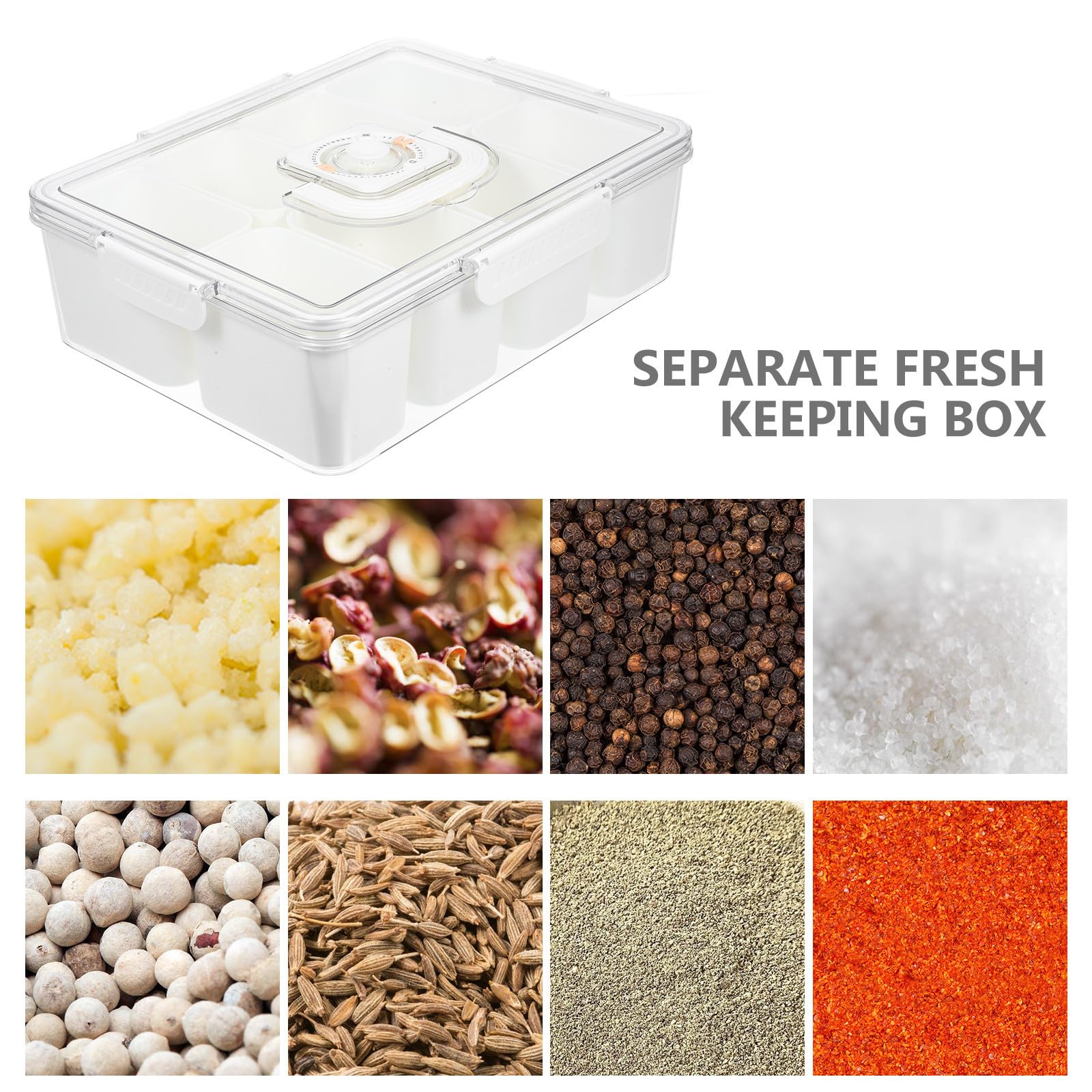 ifundom Caja Portátil de Frutas con 8 Compartimentos y Asa, Blanco