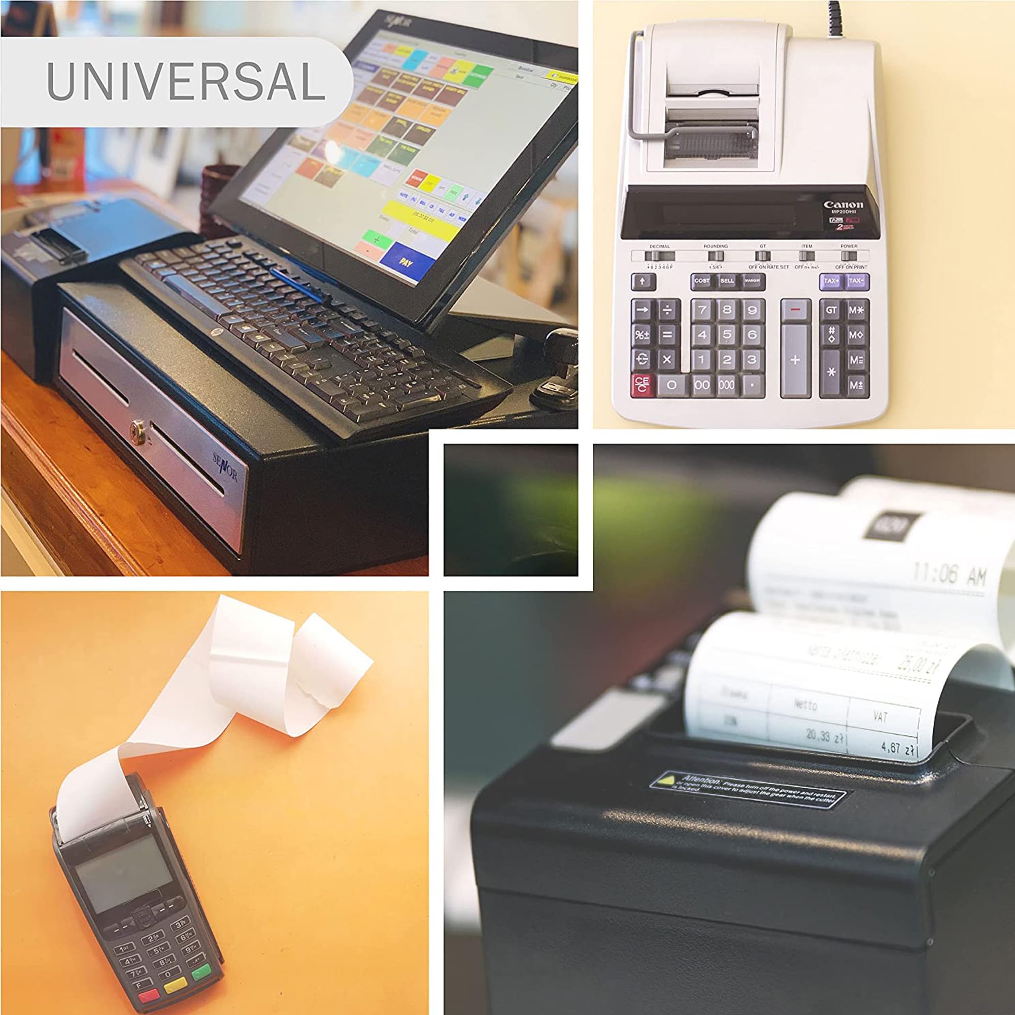 Various-Rollos de Papel Térmico 57x35x12mm para Tickets. TPV, Impresora Térmica, Datáfono,Cajas registradoras Sin Bisfenol A.(210 unidades)