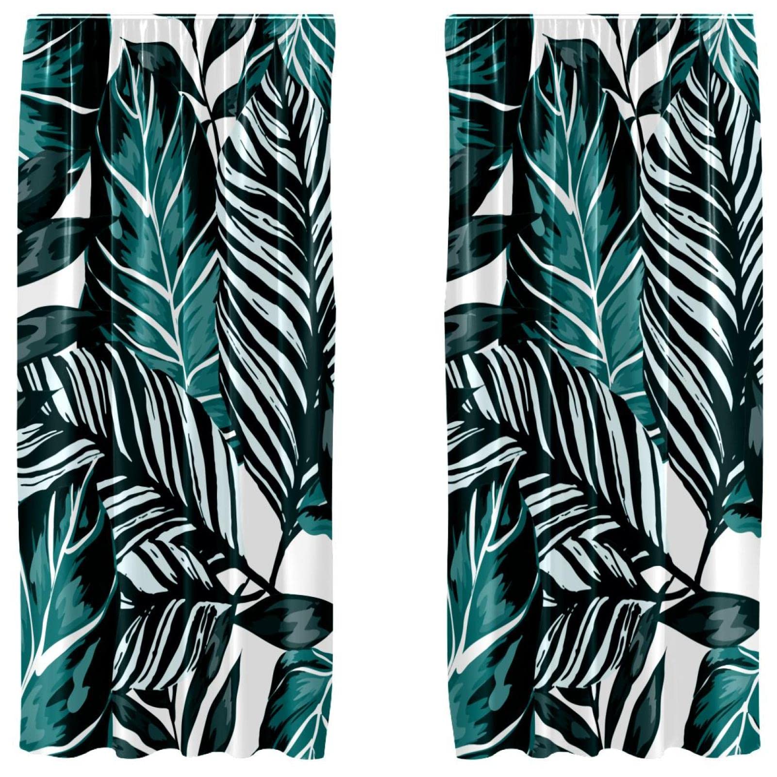 Cortinas opacas Greenblue Leaves para tardes de cine en casa y salones modernos