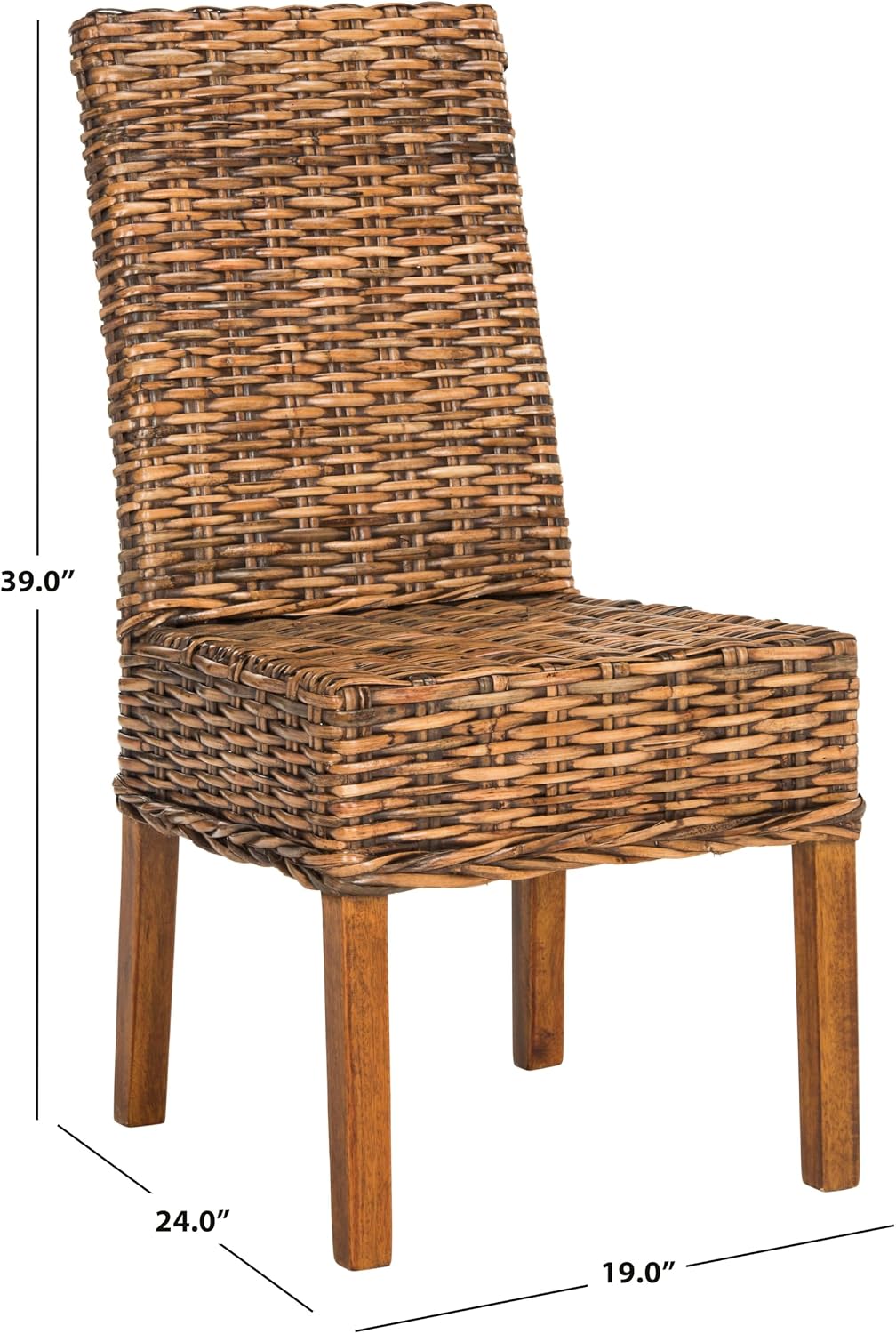 Safavieh Home Collection Aubrey Walnut Wicker Side Chair, Set of 2