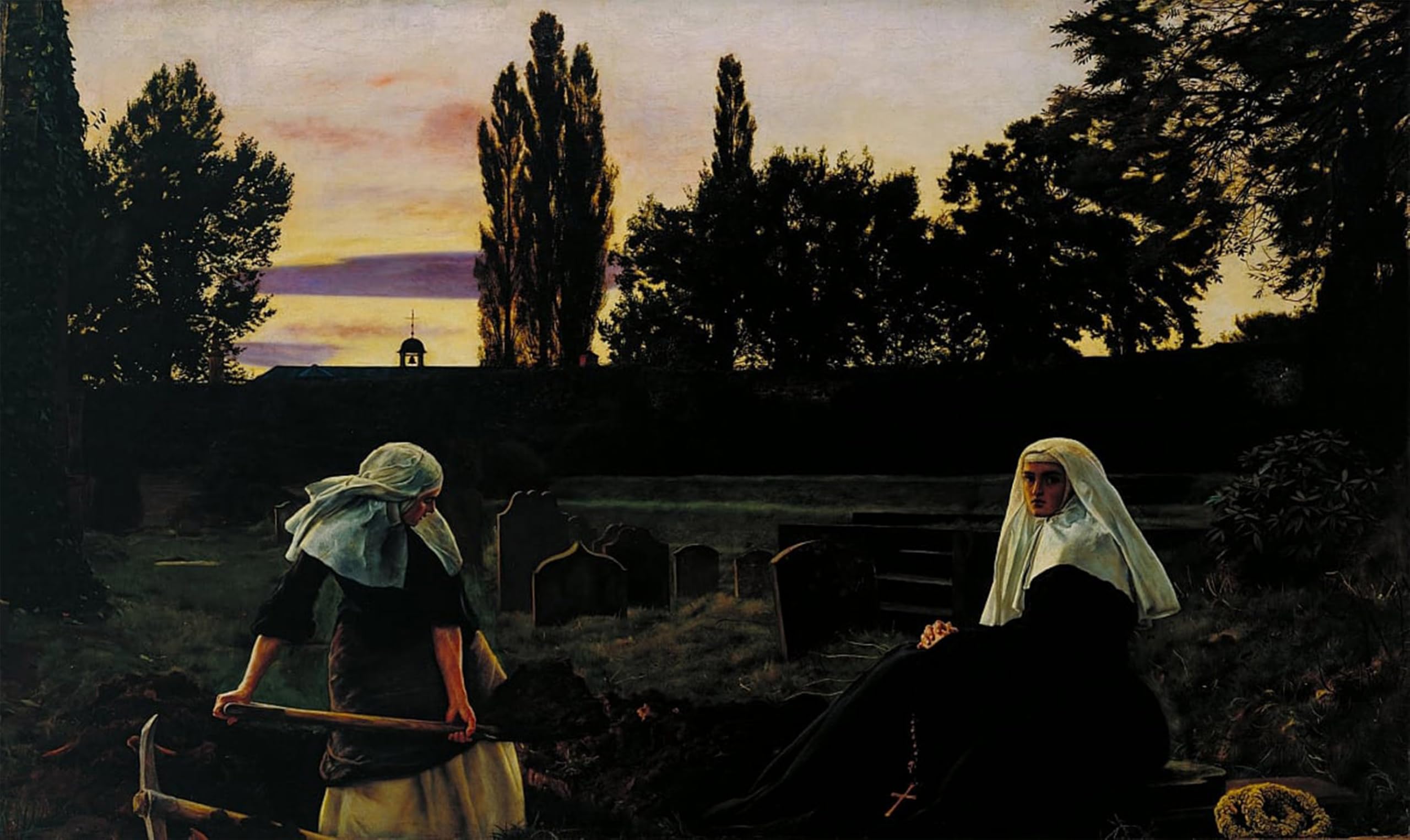 ARTXLXXBN Famous Print Painting Colorful Art Print the Vale of Rest by John Everett Millais Canvas Art Decorations for Home Decor 60x90cm