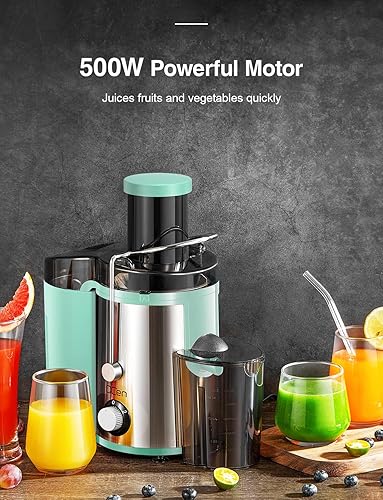 Miniatura 5 de Juicer Machine, 800W Centrifugal Juicer Extractor with Wide Mouth 3 Feed Chute for Fruit Vegetable, Easy to Clean, Stainless Steel, BPA-free (Aqua)