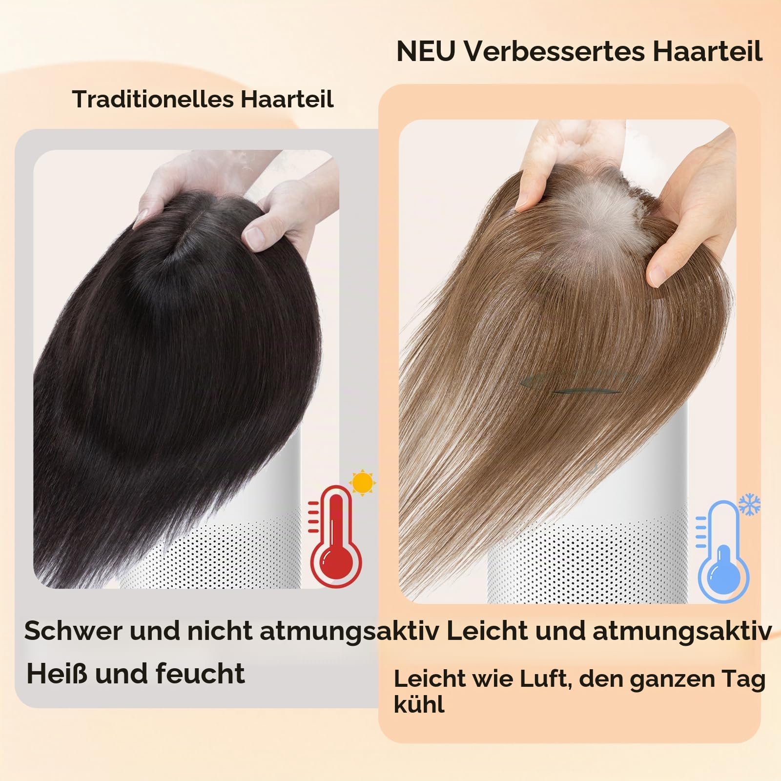 S-noilite Echthaar Toupets für Frauen Dunkelbraun - 9x12cm T-Sharp Haar Toppers Clip in Haarteile Echthaar mit Wispy Pony 13 Gramm