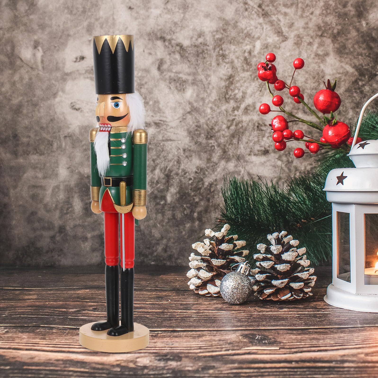 Schiaccianoci in Legno Tradizionale Soldato Figura Decorazione Natalizia Ornamento da Tavolo per Feste di Natale Centrotavola di Compleanno