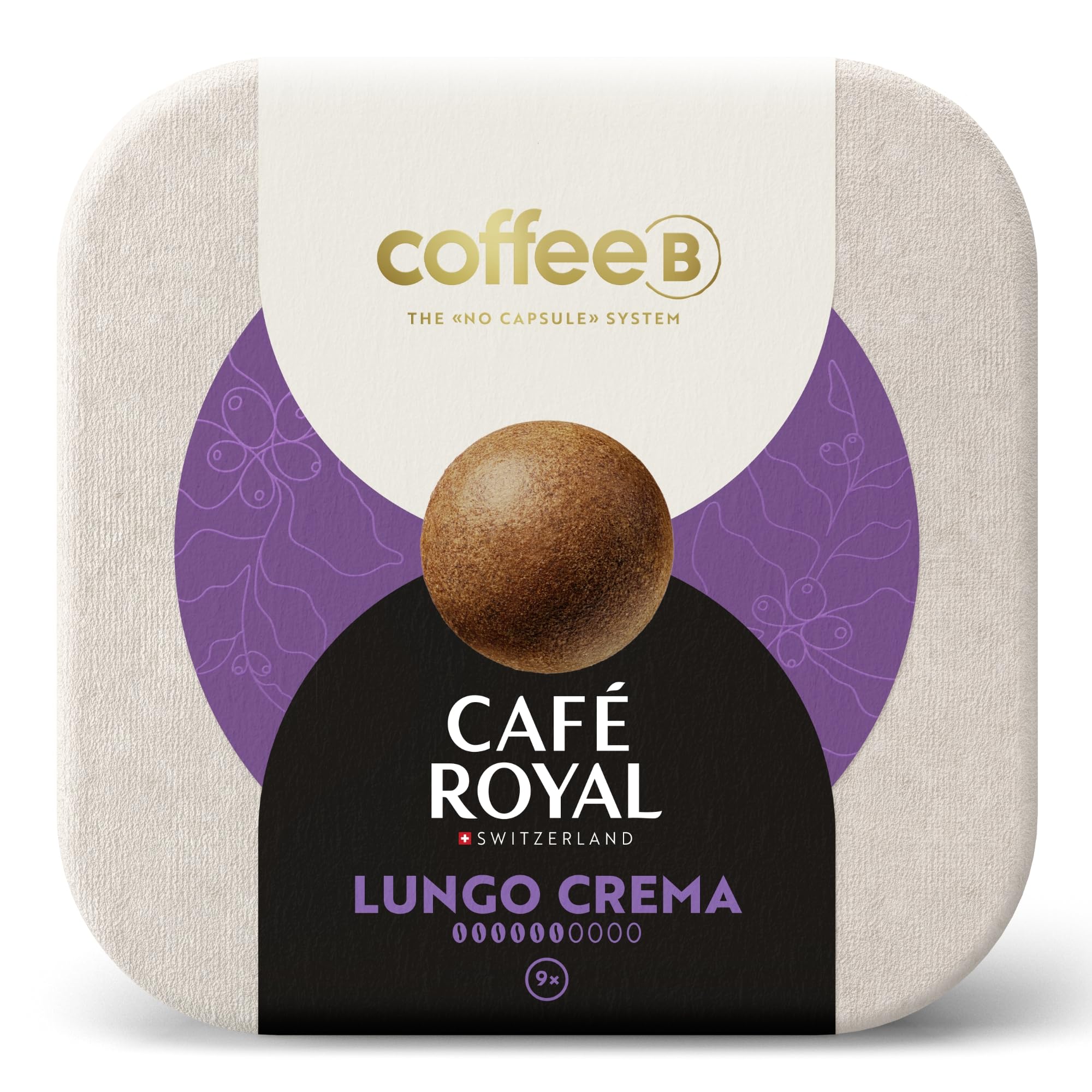 CoffeeB Kaffee Lungo Crema - Coffee Balls für CoffeeB Kaffeemaschinen, 100% Arabica - das Kapselsystem ohne Kapsel (x9)