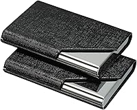 Vista 1 de PATIKIL Business Card Holder, 2 Pieces PU Leather Flip Slim Name Cards Protector Case for Women Men, Black