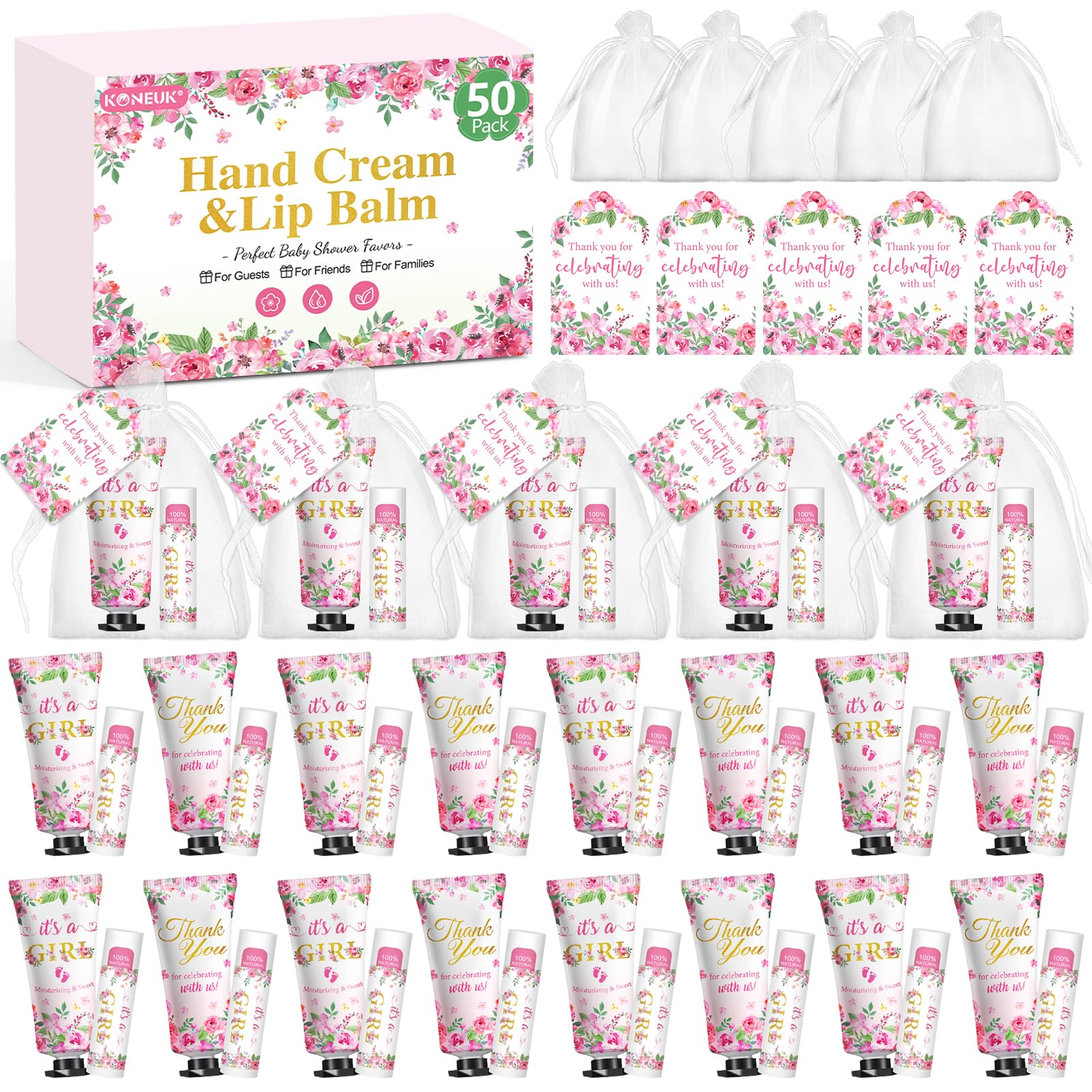 Amazon.com : 50 Pack Bulk Hand Cream and Lip Balm Gifts Sets, Baby ...