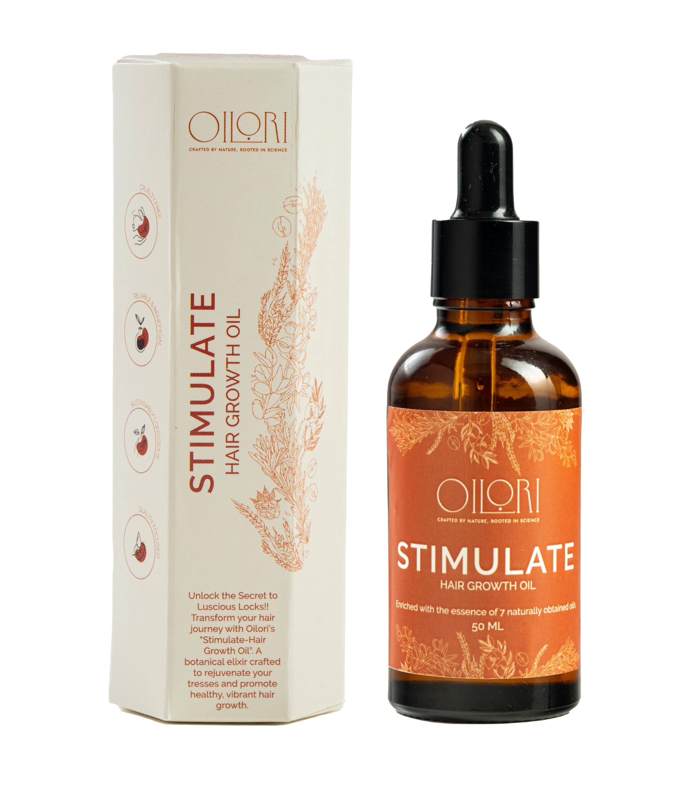 Oilori Stimulate Hair Growth Oil 50ml with Rosemary, Castor & 7 Natural Oils | Boosts Growth, Thickens Hair & Nourishes Scalp | 100% Pure | For Men & Women-image-32