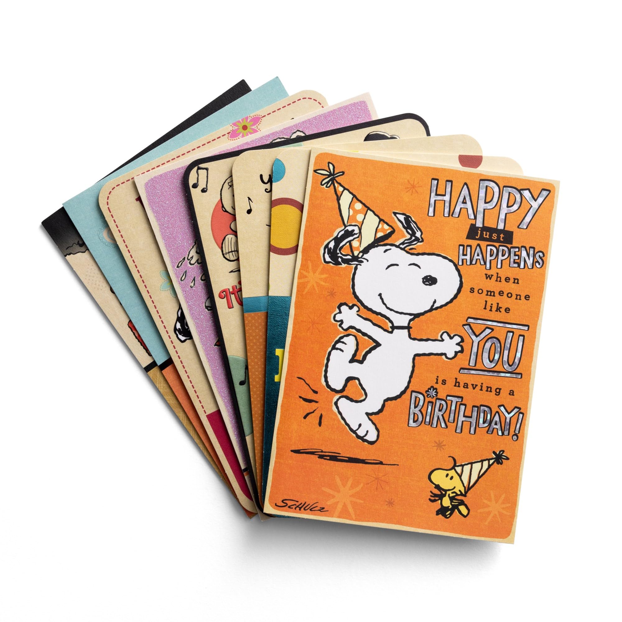 DaySpring - Peanuts Birthday - 8 Greeting Card Assortment With Envelopes
