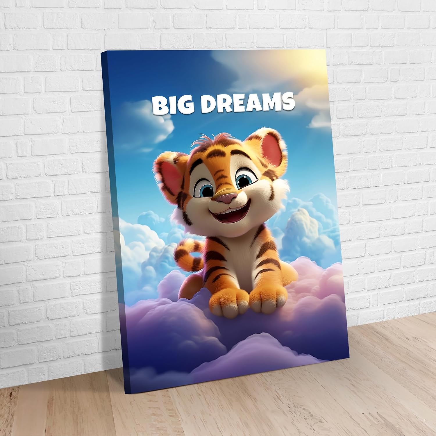 Raskals Kids Wall Art | Perfect for Baby's rooms, nurseries, playrooms, & toddler rooms | Inspirational Canvas Artwork for Kids. Big Dreams. Tiger (12in x 18in)
