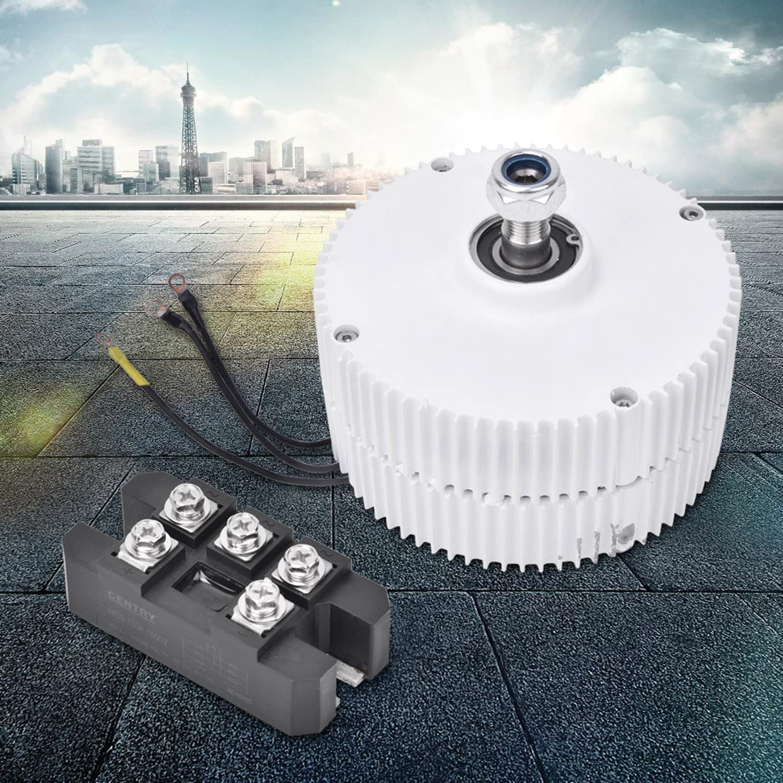 Elektromotor Generator, 3-Phasen Lichtmaschine Permanentmagnet Elektromotor Generator DIY Synchrongenerator für Windkraftanlage, NE-300 [24V Motor] (12V-Motor + Gleichrichter)