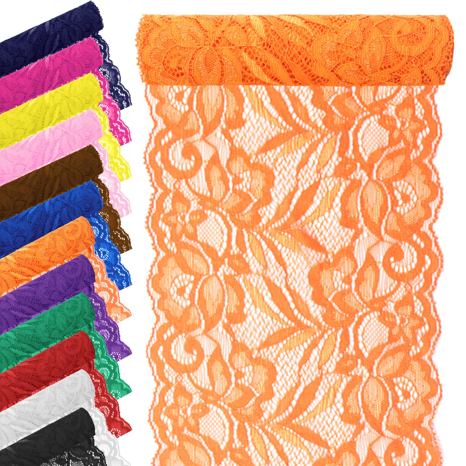 Tanstic Floral Pattern Fabric Lace Ribbon Lace Fabric Elastic Lace Rbbon for Wedding Decorations Gift Wrapping