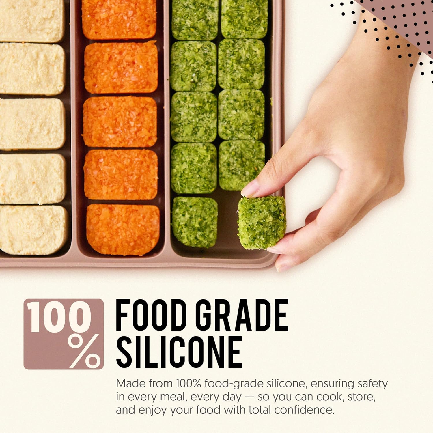 Silicone Baby Food Storage Container with Lid - 26.4oz Freezer Safe Stackable Meal Prep Containers for Baby Puree, Homemade Food & Snacks - BPA Free, Microwave & Dishwasher Safe - Image 3