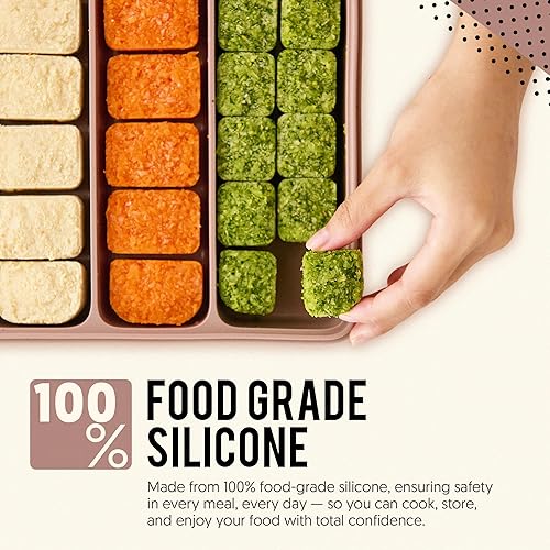 Miniatura 3 de Recipientes de silicona para almacenamiento de alimentos con tapas herméticas, moldes de silicona para congelador de doble sellado de 26.4 onzas a