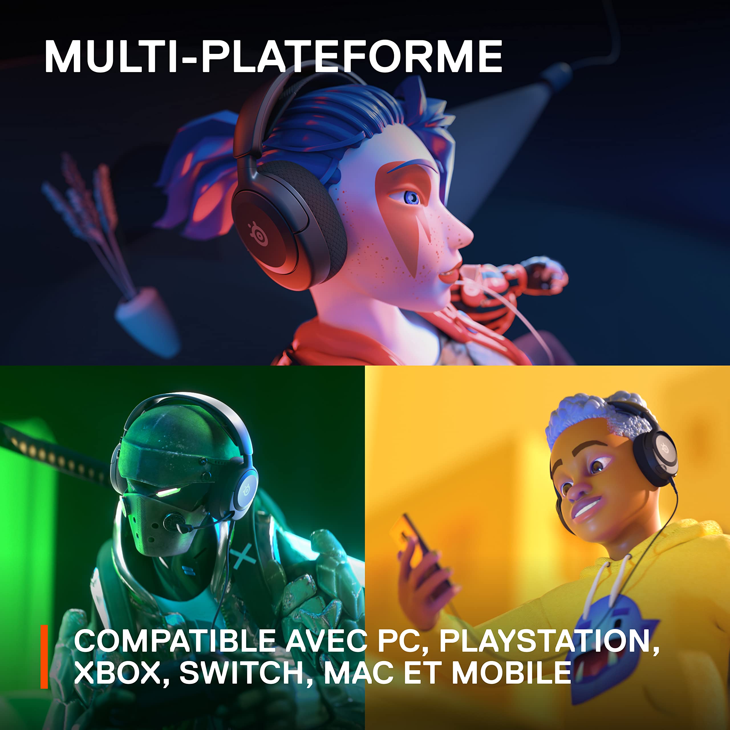 SteelSeries Arctis Nova 1 - Casque de jeu multi-système — Hi-Fi avec pilotes — Son Spatial à 360° — Coussinets d’Oreille à Mousse à Mémoire — Microphone antibruit — PC, PS5, PS4, Switch, Xbox - Noir