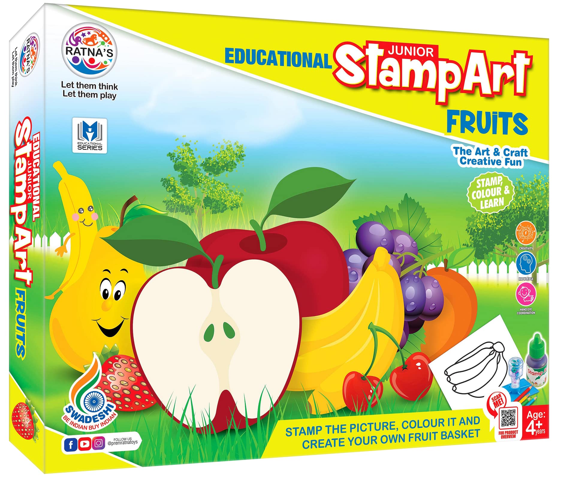 Ratnas Educational Art & Craft Stamp Art Fruit Small with 6 Different Fruit Stamps for Kids Ages 3+ (B076FT4SMQ) Amazon Price History, Amazon Price Tracker