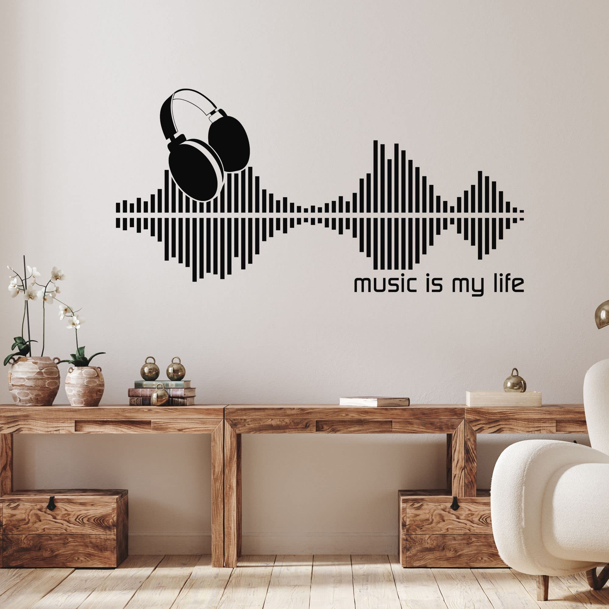 Wandtattoo „Music Is My Life“ | 140x54 Cm | Musik-Spruch Für Wohnzimmer | Einfach Anzubringen