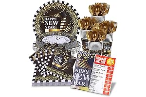 Jubi "Happy New Year" Paper Dinnerware Set - Celebrate 2024 in Style