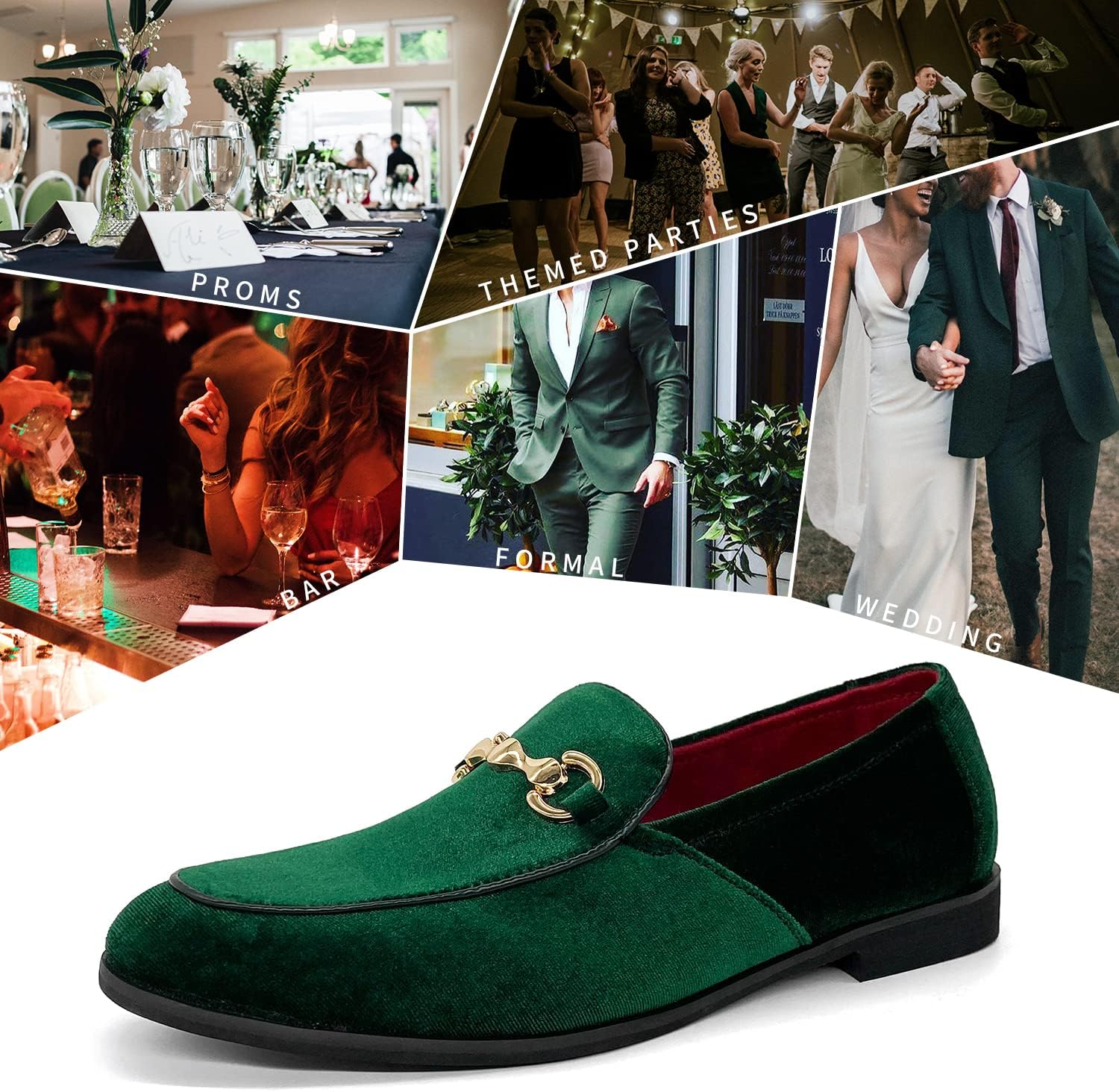 MHB Men's Multiple Colors Velvet Loafer Slip-on Tuxedo Dress Shoes Glitter Suede Smoking Slipper - Image 3