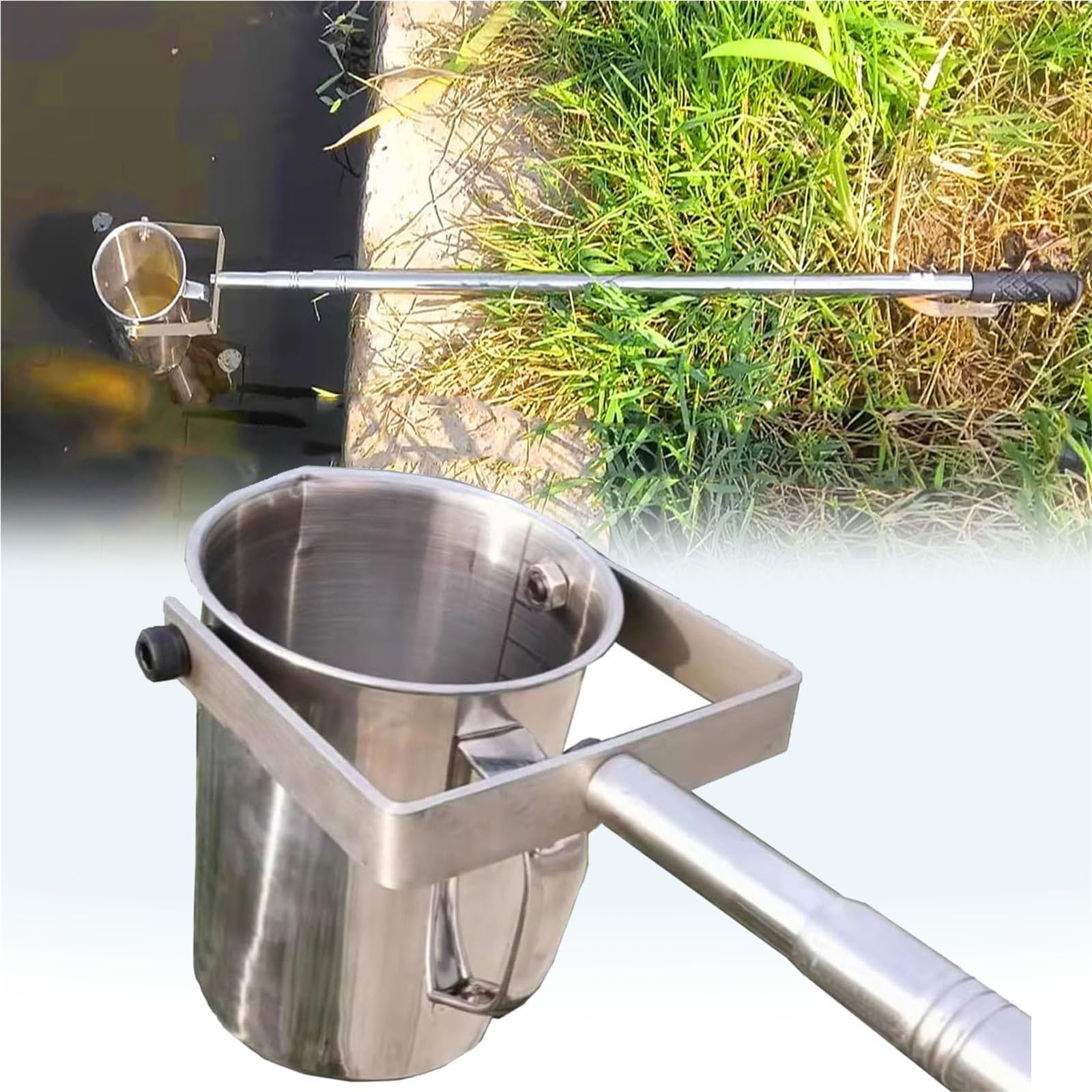 tazza per campionamento 'acqua Asta di campionamento 'acqua in acciaio inossidabile per test di qualità 'acqua di stagni di acquacoltura, dispositivo di(1000 ml,L 2m/6.6ft)