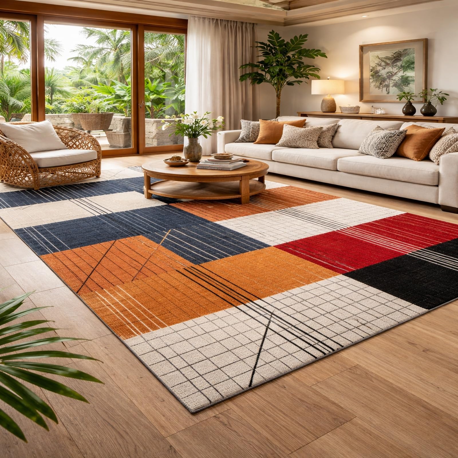 Tapis salon décoration moderne 140x190 résistant pour réchauffer un sol froid et blanc