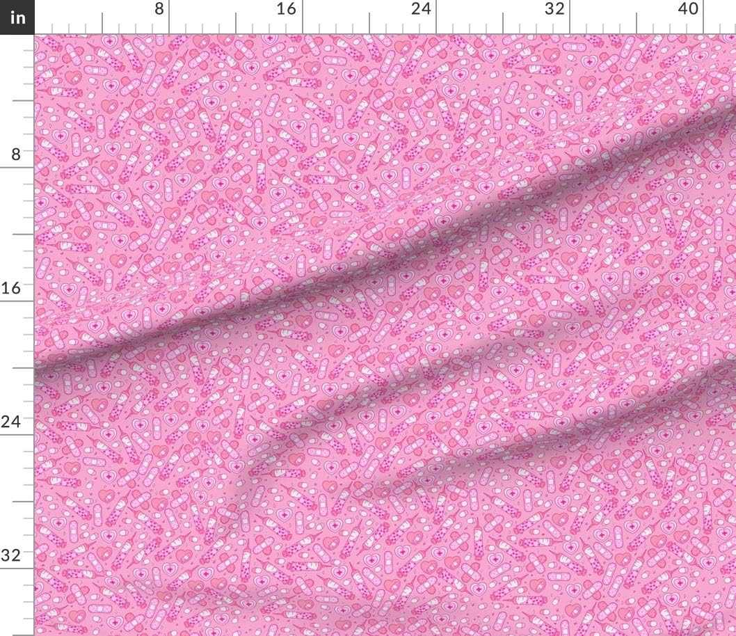 Spoonflower Fabric - Pink Medium Nurse Scrubs Nursing Medical Pastel Goth Pills Cute Doctor Printed on Petal Signature Cotton Fabric by The Yard - Sewing Quilting Apparel Crafts Decor