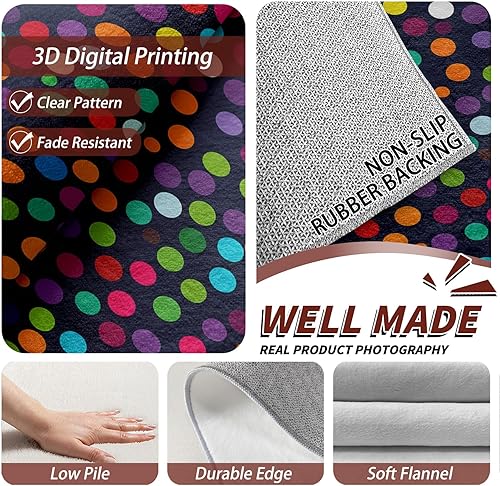 Miniatura 3 de Alfombra de lunares de 8 x 10 pulgadas, bonita alfombra geométrica de puntos coloridos, alfombras grandes lavables, para guardería, multicolor,