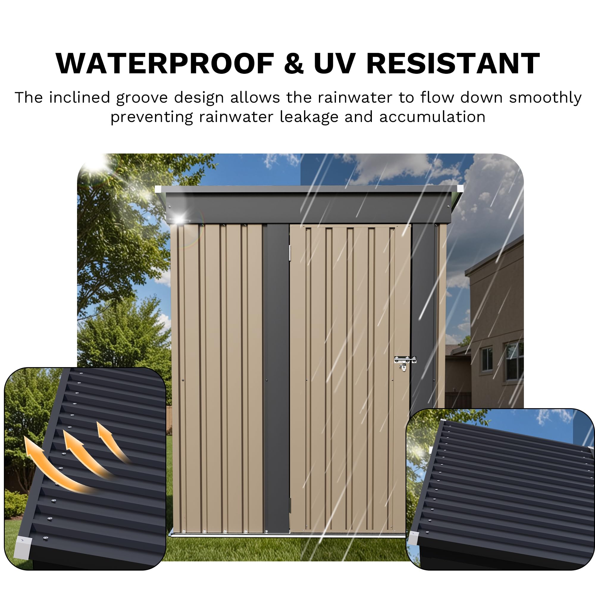 金属製屋外用物置 金属製小屋 ロック可能なドア付き 金属製屋外用物置 金属製小屋 ロック可能なドア付き 金属製屋外