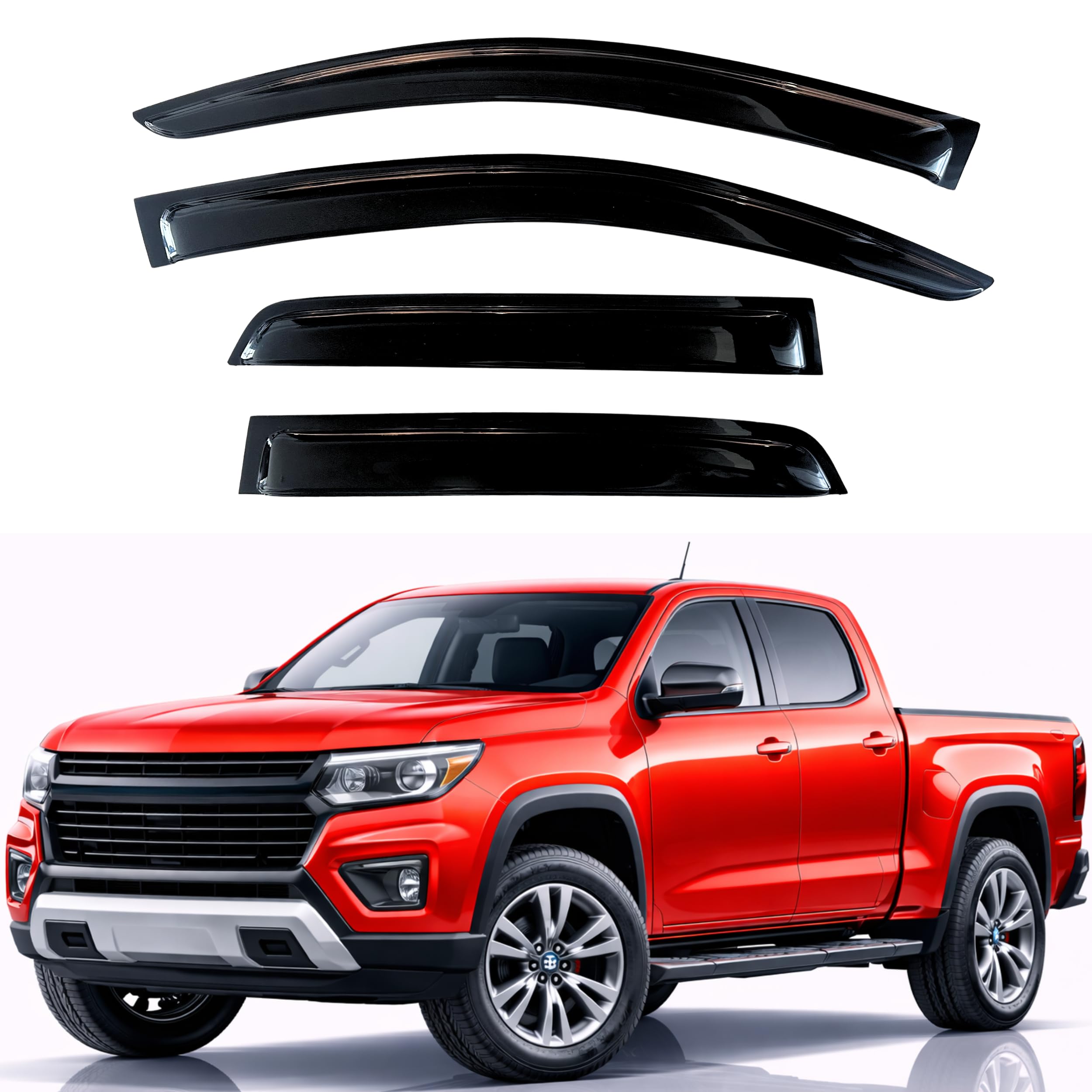 KPY Rain Guards Fit for 2023-2026 Chevrolet/Chevy Colorado Crew Cab, Out-Channel Window Visors Vent Wind Deflectors 4PC, Truck Accessories for 2023-2026 GMC Canyon Crew Cab (Full-Size Cabs)